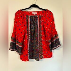 Nanette Lepore The Godfather Blouse Red Print Size S
